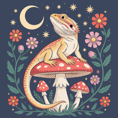 Bearded Dragon on Mushroom T-shirt