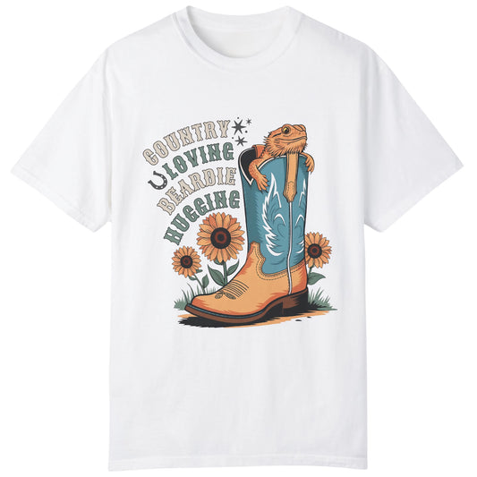 Country Loving Beardie Hugging T-shirt